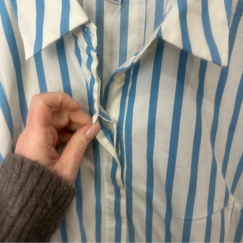 Old Navy Swing Shirtdress White blue stripe nautical short sleeve - Picture 6 of 10
